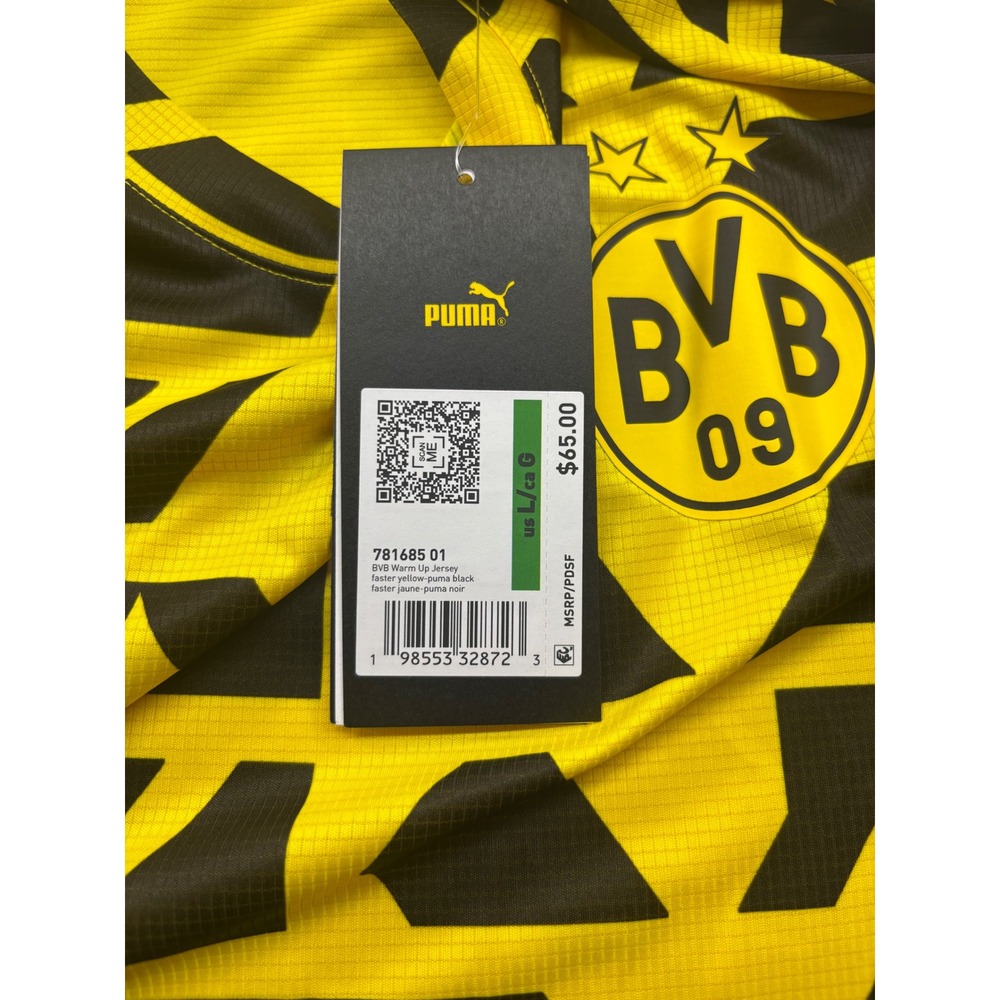 Puma Borussia‎ Dortmund BVB Warm Up Jersey Mens Large Yellow Black 781685 01 NWT - Picture 3 of 5